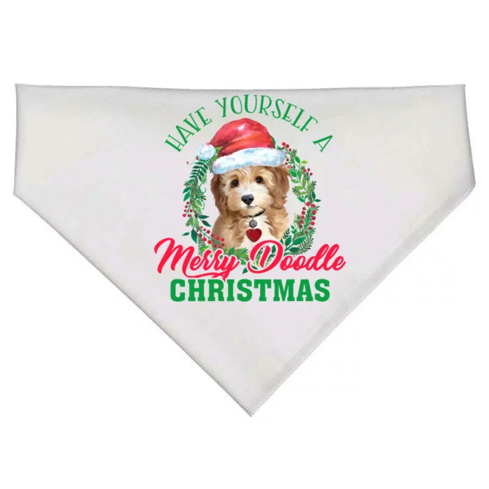 Have Yourself A Merry Doodle Christmas Goldendoodle Dog Love Cool Gift USA-Made Doggie Bandana