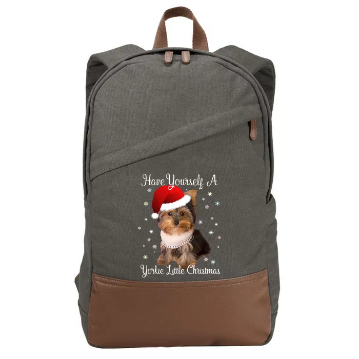 Have Yourself A Yorkie Little Christmas Great Gift Cotton Canvas Backpack