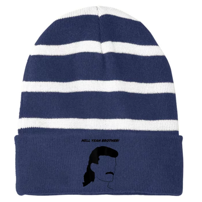 Hell Yeah Brother! Funny Design Striped Beanie with Solid Band