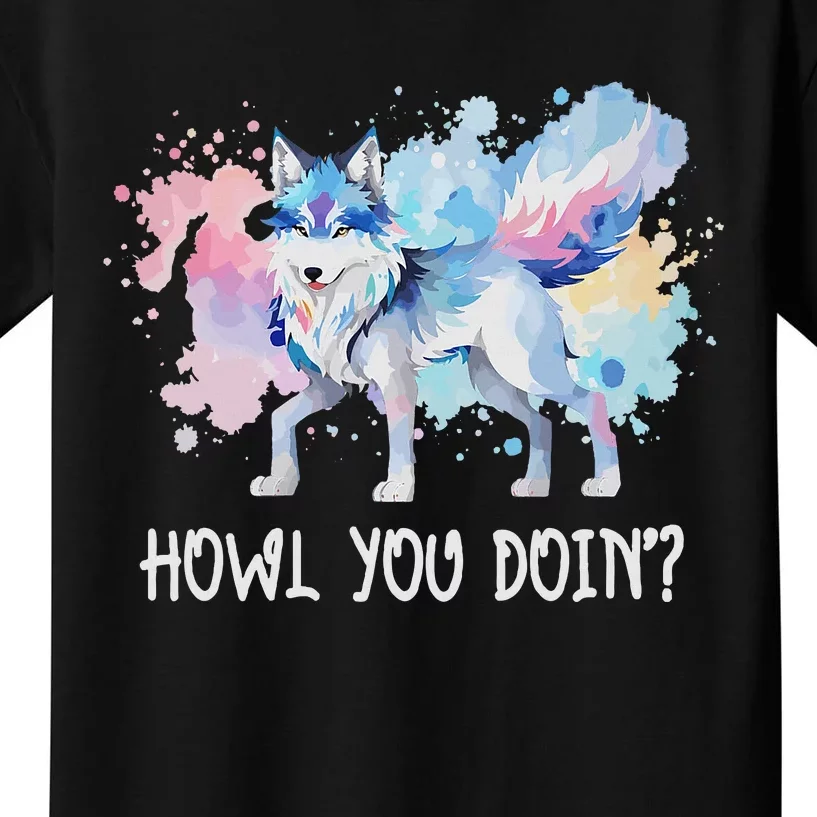 Howl You Doin Wolf Japanese Anime Manga Wolves Kids T-Shirt