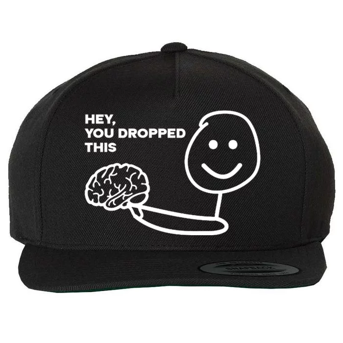 Hey You Dropped This Brain Funny Sarcastic Wool Snapback Cap