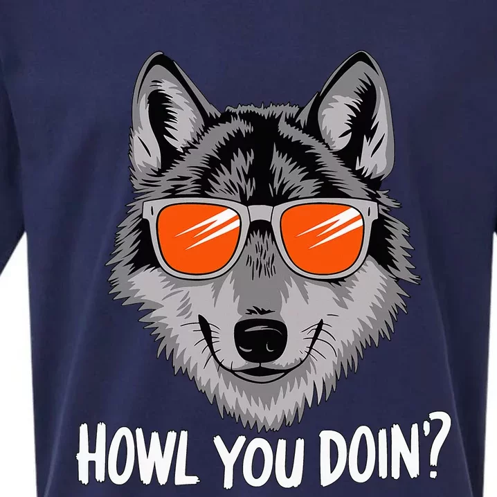 Howl You Doin Wolf With Sunglasses Sueded Cloud Jersey T-Shirt