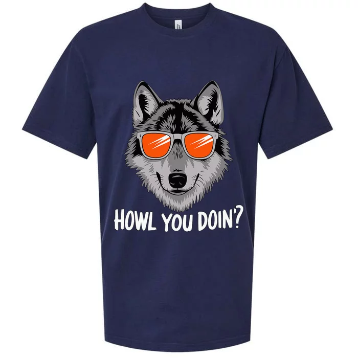 Howl You Doin Wolf With Sunglasses Sueded Cloud Jersey T-Shirt