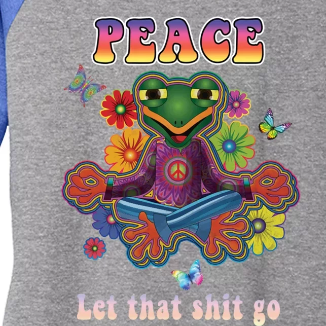 Hippie Yoga Great Gift Let That Shit Go Buddha Frog Gift Women's Tri-Blend 3/4-Sleeve Raglan Shirt