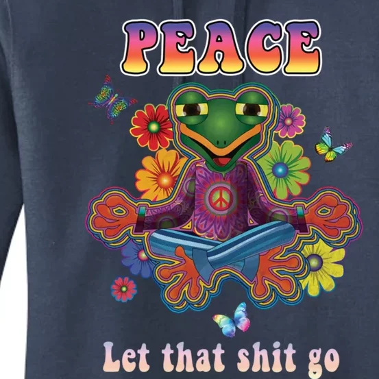 Hippie Yoga Great Gift Let That Shit Go Buddha Frog Gift Women's Pullover Hoodie