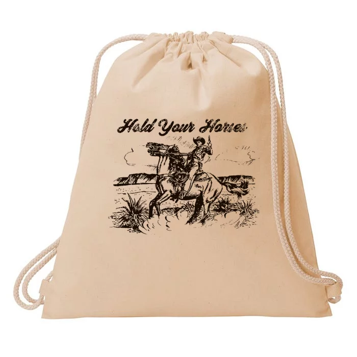 Hold Your Horses Rodeo Western Cowboy Retro Gift Drawstring Bag