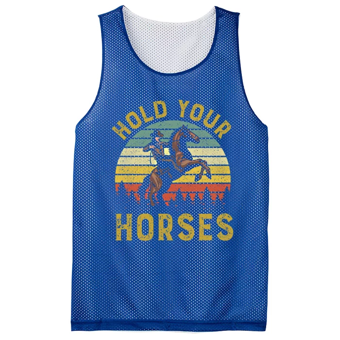 Hold Your Horses Western Rodeo Cow Country Lover Gift Mesh Reversible Basketball Jersey Tank