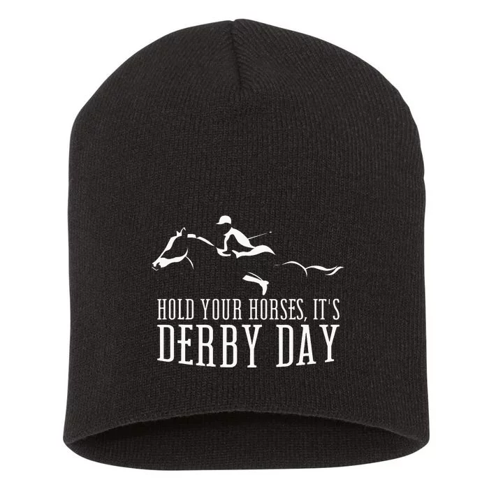 Hold Your Horses ItS Derby Day Horse Jockey Short Acrylic Beanie