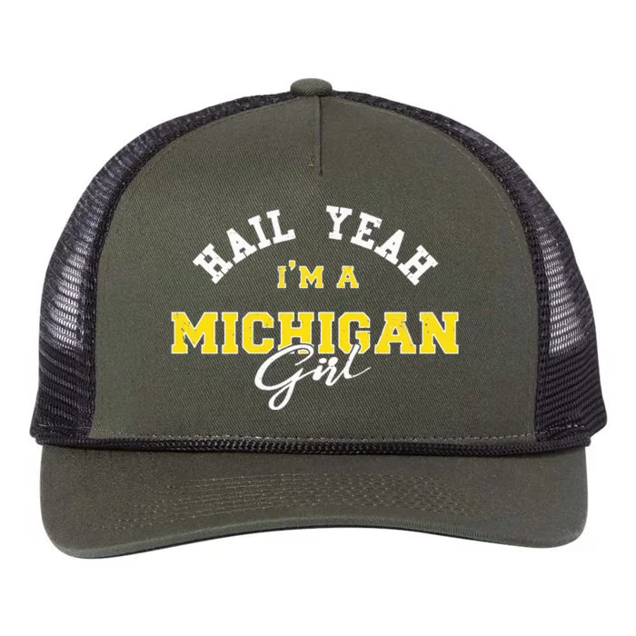 HAIL YEAH I'M A MICHIGAN GIRL Proud to be from Michigan USA Retro Rope Trucker Hat Cap