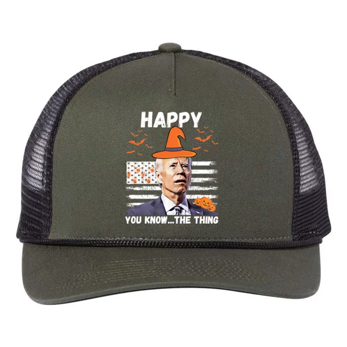 Happy You Know The Thing Funny Joe Biden Halloween Costume Retro Rope Trucker Hat Cap