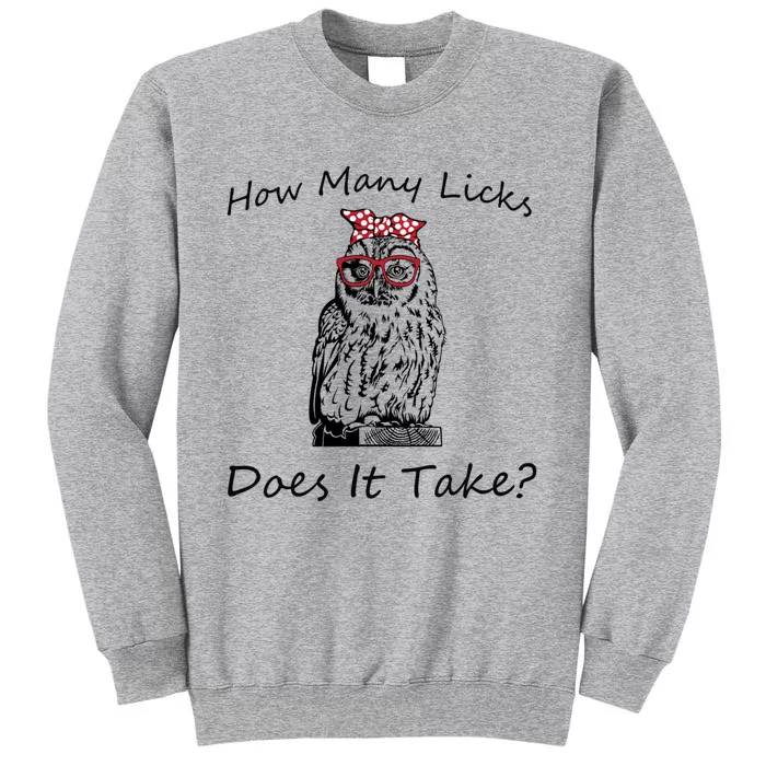 How Y Licks Does It Take Gift Funny Owl Messy Bun Cute Gift Sweatshirt