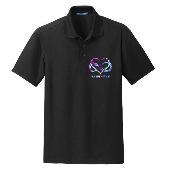 Heart Your Life Matters Suicide Prevention Awareness Dry Zone Grid Performance Polo