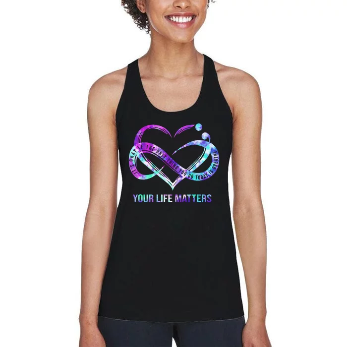 Heart Your Life Matters Suicide Prevention Awareness Women's Racerback Tank