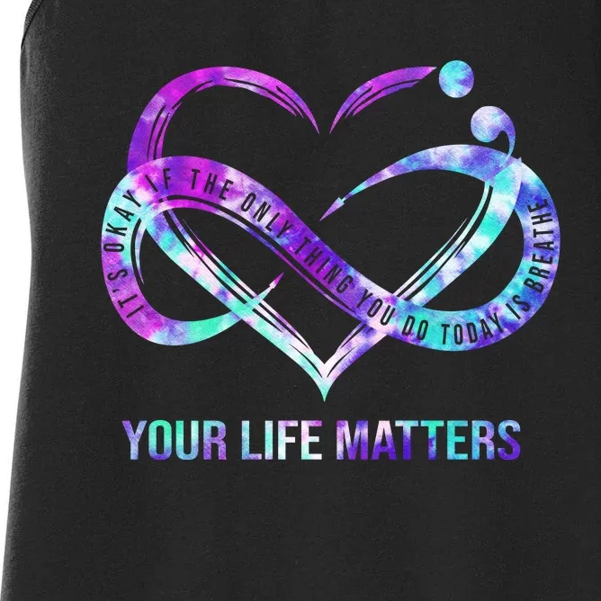 Heart Your Life Matters Suicide Prevention Awareness Women's Racerback Tank