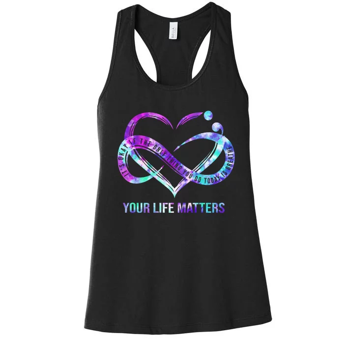 Heart Your Life Matters Suicide Prevention Awareness Women's Racerback Tank