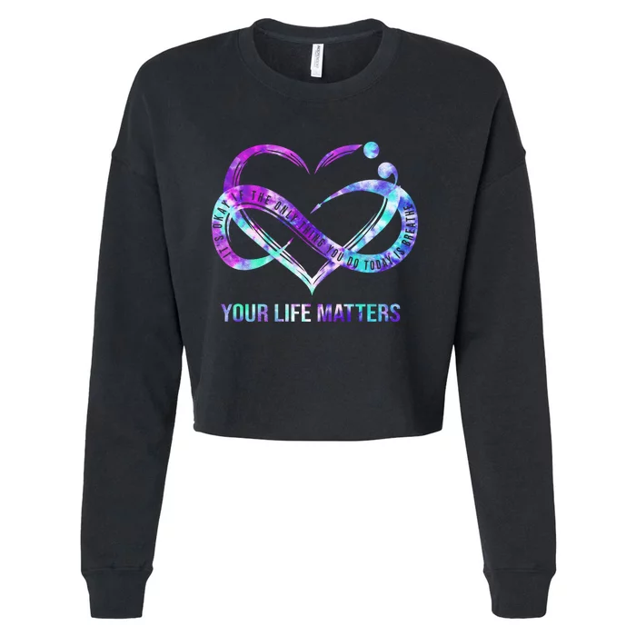 Heart Your Life Matters Suicide Prevention Awareness Cropped Pullover Crew