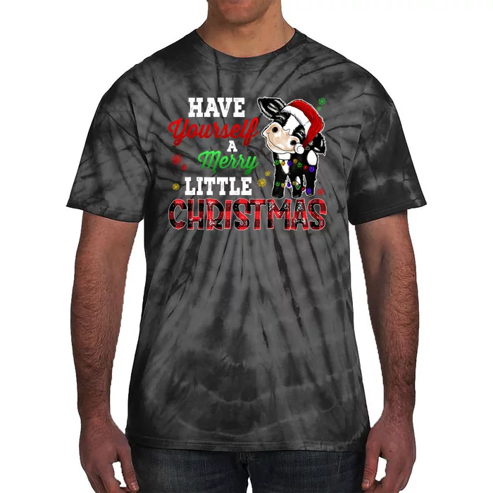 Have Yourself Merry Little Christmas Santa Cow Pajama Outfit Tie-Dye T-Shirt