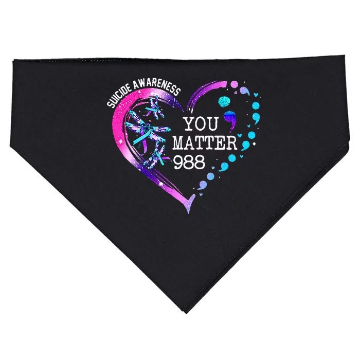 Heart You Matter 988 Suicide Prevention Awareness Dragonfly USA-Made Doggie Bandana