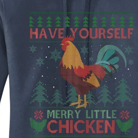 Have Yourself Merry Little Chicken Ugly Christmas Sweater Women's Pullover Hoodie