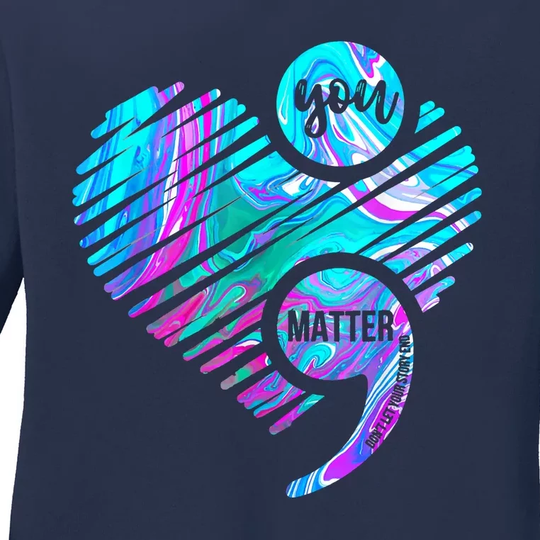 Heart You Matter Don't Let Story End Suicide Prevention Awareness Ladies Long Sleeve Shirt