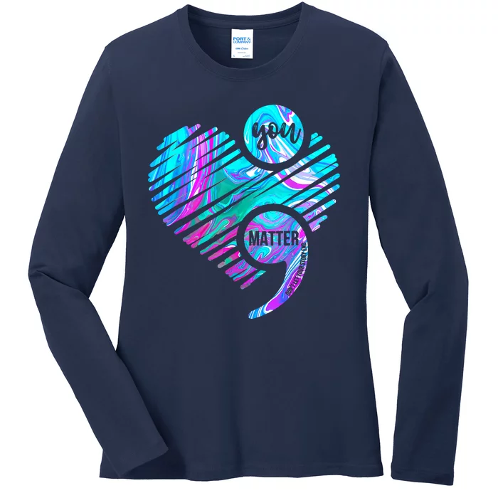 Heart You Matter Don't Let Story End Suicide Prevention Awareness Ladies Long Sleeve Shirt