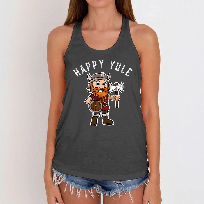 Happy Yule Norse Viking Pagan Christmas Women's Knotted Racerback Tank