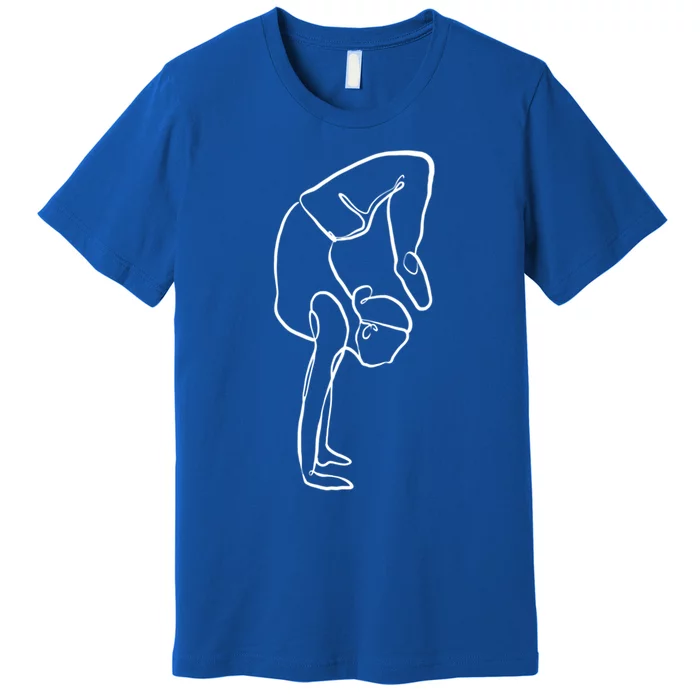 Handstand Yoga Position One Line Art Pilates Namaste Asana Gift Premium T-Shirt