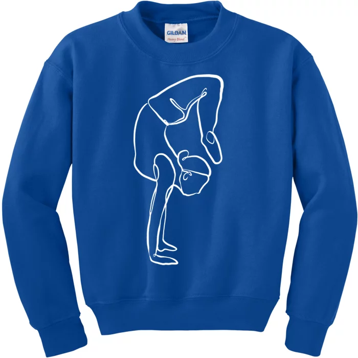 Handstand Yoga Position One Line Art Pilates Namaste Asana Gift Kids Sweatshirt