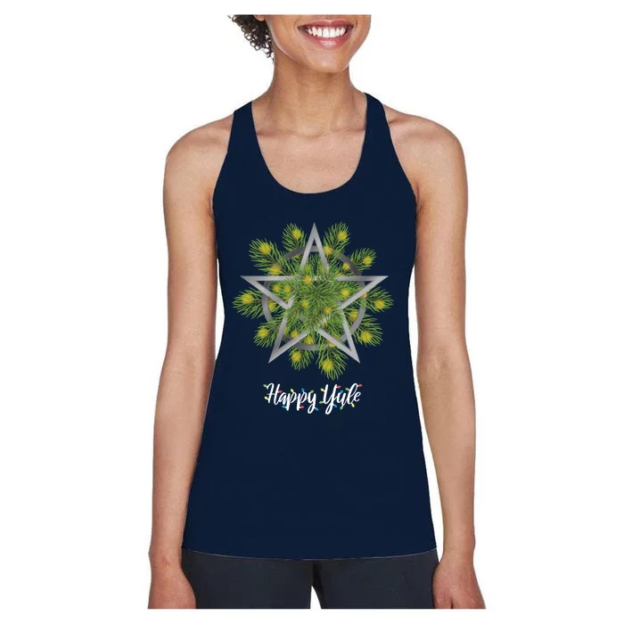 Happy Yule Pagan Christmas Winter Solstice Yuletide Women's Racerback Tank