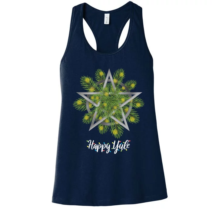 Happy Yule Pagan Christmas Winter Solstice Yuletide Women's Racerback Tank