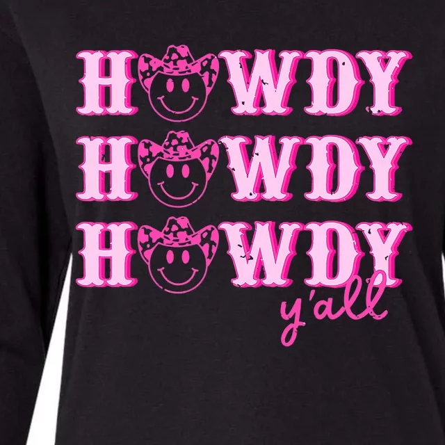 Howdy Y'all Rodeo Western Country Southern Cow Cow Womens Cotton Relaxed Long Sleeve T-Shirt