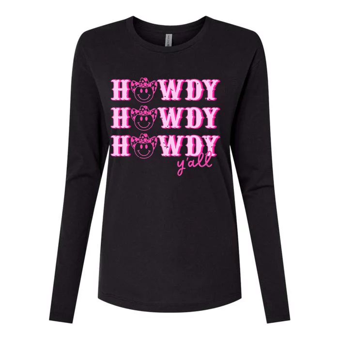 Howdy Y'all Rodeo Western Country Southern Cow Cow Womens Cotton Relaxed Long Sleeve T-Shirt