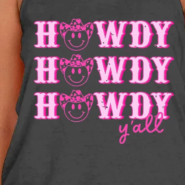 Howdy Y'all Rodeo Western Country Southern Cow Cow Women's Knotted Racerback Tank