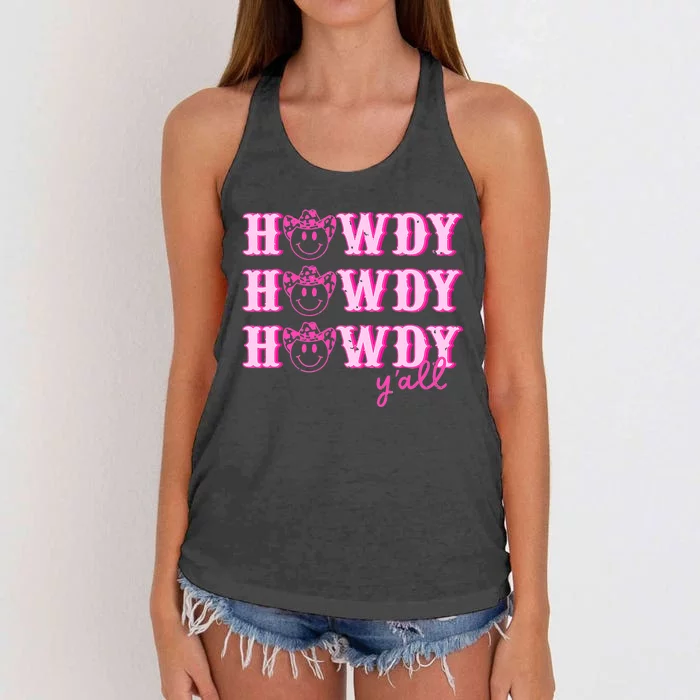 Howdy Y'all Rodeo Western Country Southern Cow Cow Women's Knotted Racerback Tank