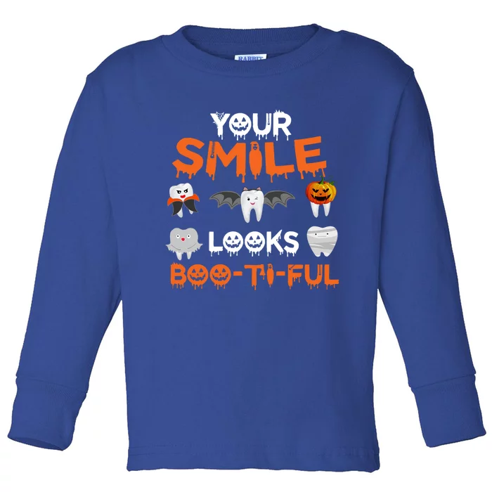 Halloween Your Smile Looks Bootiful Dental Hygienist Cute Gift Toddler Long Sleeve Shirt