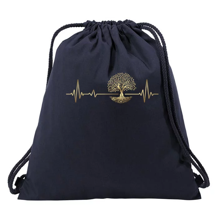 Heartbeat Yggdrasil Tree Of Life Viking Runes Gift Drawstring Bag