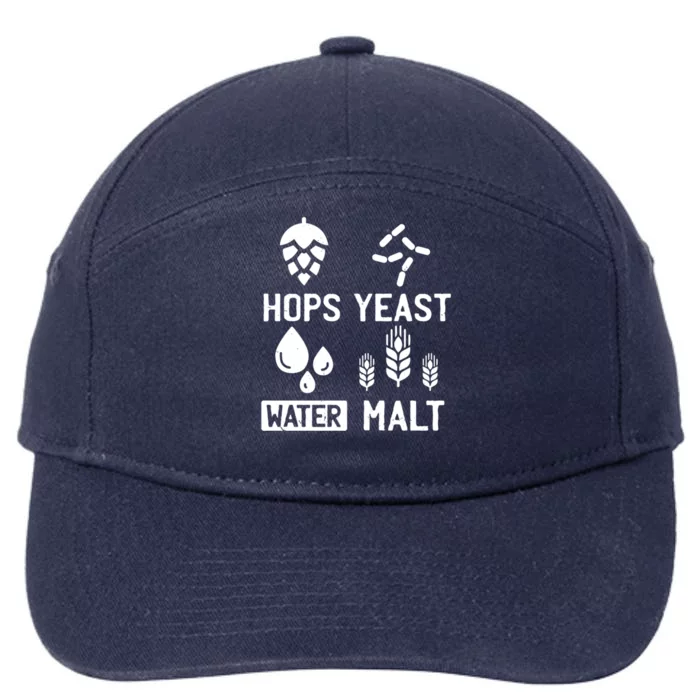 Hops Yeast Water Malt Beer Gift 7-Panel Snapback Hat