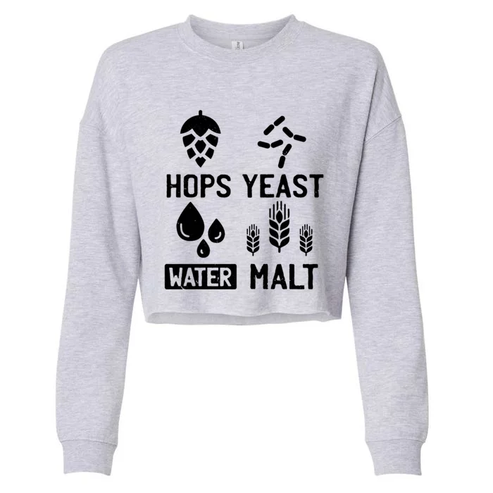 Hops Yeast Water Malt Beer Gift Cropped Pullover Crew