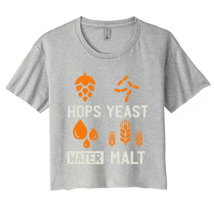 Hops Yeast Water Malt Beer Funny Gift Women's Crop Top Tee