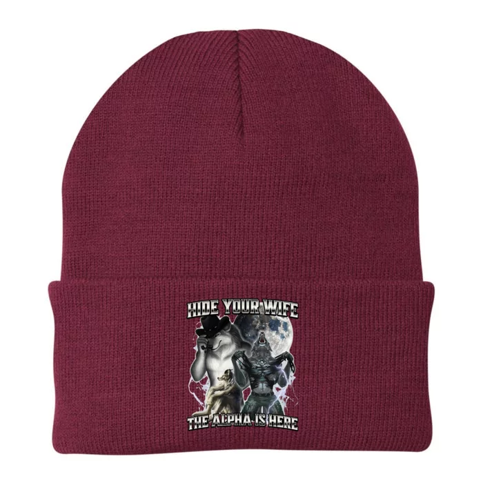 Hide Your Wife The Alpha Is Here Knit Cap Winter Beanie