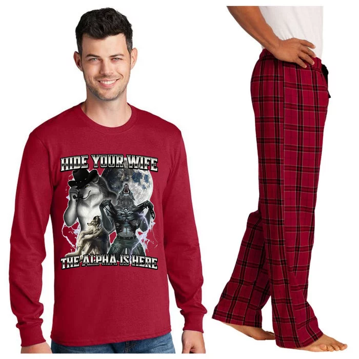 Hide Your Wife The Alpha Is Here Long Sleeve Pajama Set