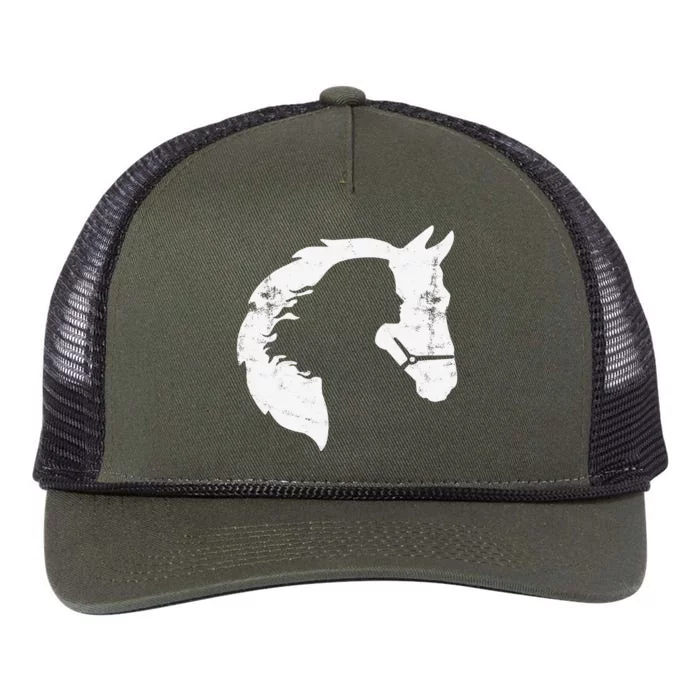 Horse Young Woman With Horse Love Horse Silhouette Retro Rope Trucker Hat Cap