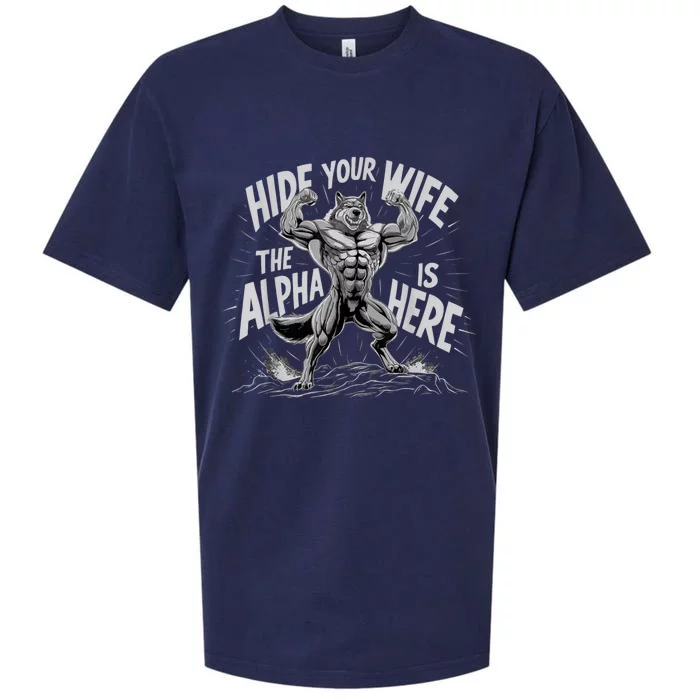 Hide Your Wife The Alpha Is Here Sueded Cloud Jersey T-Shirt