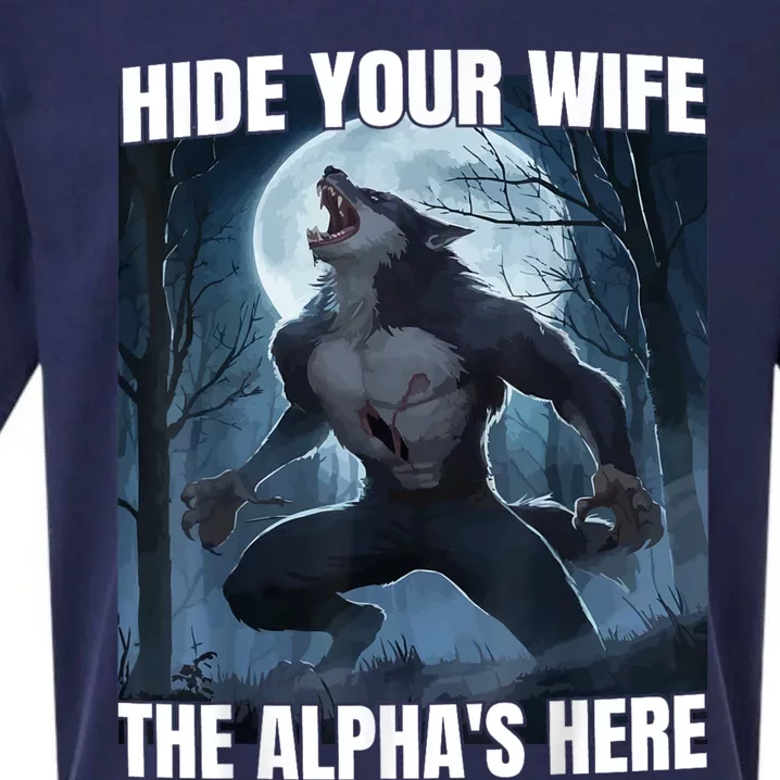 Hide Your Wife The Alpha Is Here Sueded Cloud Jersey T-Shirt