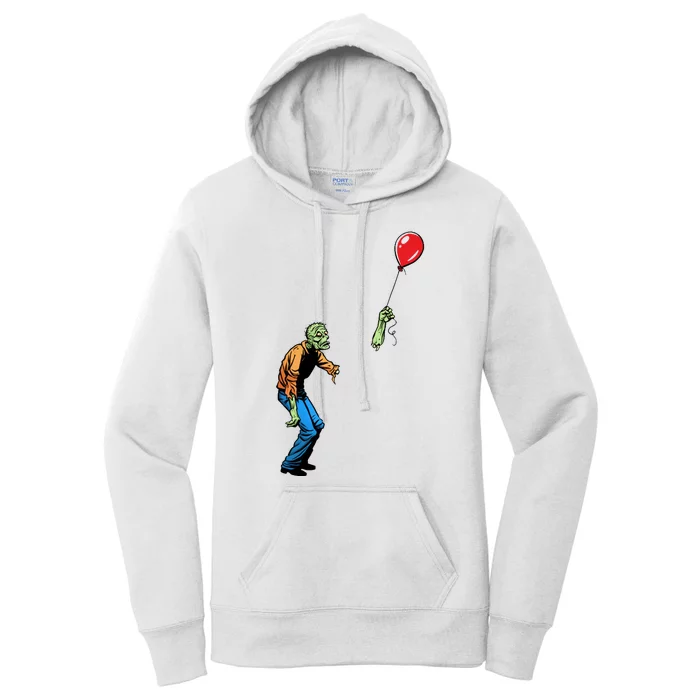 Halloween Zombie Balloon Funny Cut Off Arm Women's Pullover Hoodie