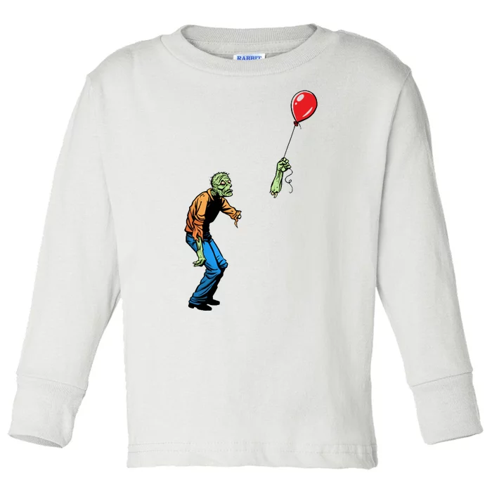 Halloween Zombie Balloon Funny Cut Off Arm Toddler Long Sleeve Shirt