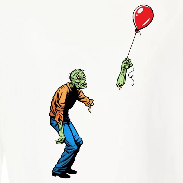 Halloween Zombie Balloon Funny Cut Off Arm Cropped Pullover Crew