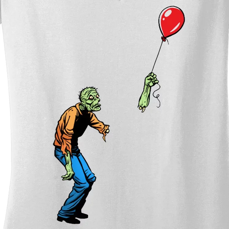 Halloween Zombie Balloon Funny Cut Off Arm Women's V-Neck T-Shirt