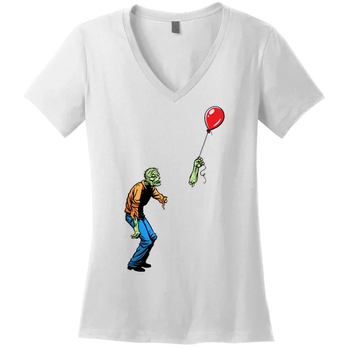 Halloween Zombie Balloon Funny Cut Off Arm Women's V-Neck T-Shirt