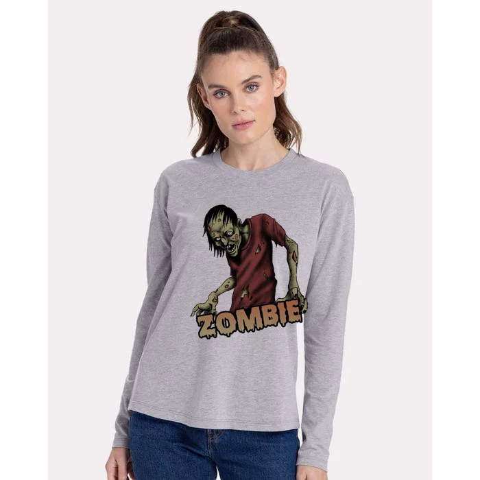 Horror Zombie Halloween Womens Cotton Relaxed Long Sleeve T-Shirt